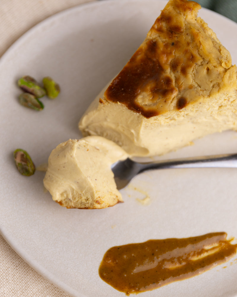 La mejor Tarta de Queso de Pistacho en Madrid. El secreto está en el Praliné Ibérico